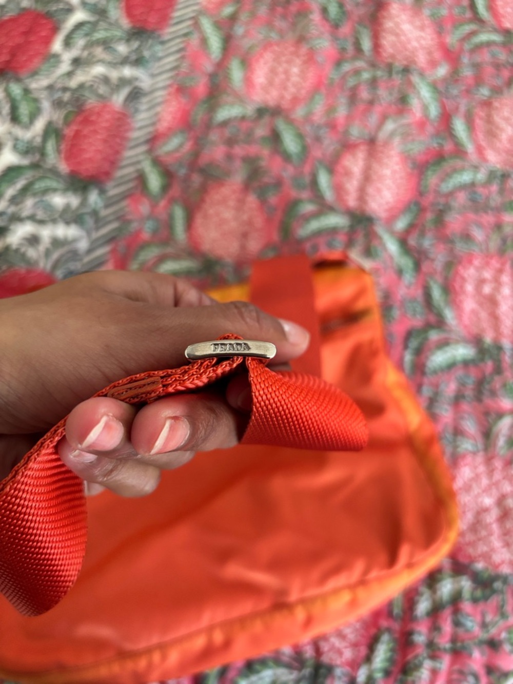 Prada Vibrant Orange Nylon Crossbody with Silver-Tone Logo - Picture 7 of 14